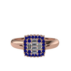 Vena Baget Yüzük - Pırlanta ve lab safir 18 ayar rose altın yüzük (0.24 karat) #1uo1vbw