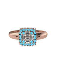 Vena Baget Yüzük - Swarovski ve akuamarin 18 ayar rose altın yüzük #1w6h8d3