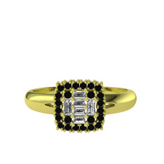 Vena Baget Yüzük - Swarovski ve siyah zirkon 18 ayar altın yüzük #1ymbw64