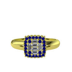 Pırlanta ve lab safir 8 ayar altın yüzük (0.24 karat)