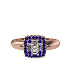 Swarovski ve lab safir 925 ayar rose altın kaplama gümüş yüzük