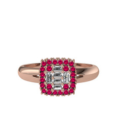 Swarovski ve rodolit garnet 8 ayar rose altın yüzük