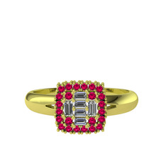 Vena Baget Yüzük - Pırlanta ve rodolit garnet 14 ayar altın yüzük (0.24 karat) #e4lzu8
