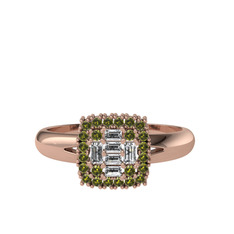 Vena Baget Yüzük - Swarovski ve peridot 14 ayar rose altın yüzük #ej96x