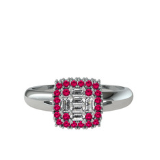 Swarovski ve rodolit garnet 18 ayar beyaz altın yüzük
