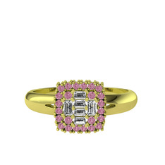 Vena Baget Yüzük - Swarovski ve pembe kuvars 8 ayar altın yüzük #qqs8u7