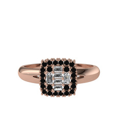 Swarovski ve siyah zirkon 14 ayar rose altın yüzük