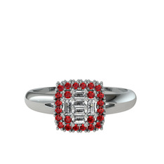 Vena Baget Yüzük - Beyaz zirkon ve garnet 8 ayar beyaz altın yüzük #t0gf49