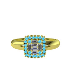 Vena Baget Yüzük - Pırlanta ve akuamarin 925 ayar altın kaplama gümüş yüzük (0.24 karat) #zyiwh9