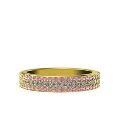 Brees Tamtur Yüzük - Swarovski ve pembe kuvars 925 ayar altın kaplama gümüş yüzük #11f17f2