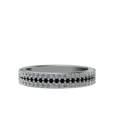 Siyah zirkon ve swarovski 14 ayar beyaz altın yüzük