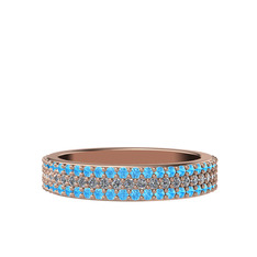 Brees Tamtur Yüzük - Swarovski ve akuamarin 8 ayar rose altın yüzük #1ezuirt