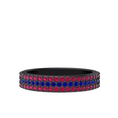 Lab safir ve rodolit garnet 925 ayar siyah rodyum kaplama gümüş yüzük
