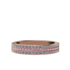 Brees Tamtur Yüzük - Pembe kuvars ve swarovski 8 ayar rose altın yüzük #1fuuqr1