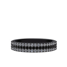 Brees Tamtur Yüzük - Siyah zirkon ve pırlanta 925 ayar siyah rodyum kaplama gümüş yüzük (1.012 karat) #1gziofk