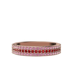 Garnet ve pembe kuvars 18 ayar rose altın yüzük