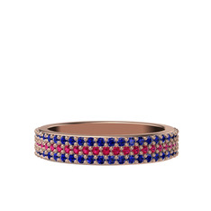 Rodolit garnet ve lab safir 8 ayar rose altın yüzük