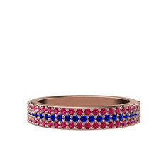 Lab safir ve rodolit garnet 18 ayar rose altın yüzük