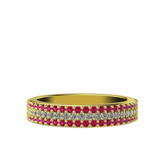 Swarovski ve rodolit garnet 8 ayar altın yüzük