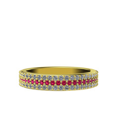 Brees Tamtur Yüzük - Rodolit garnet ve swarovski 8 ayar altın yüzük #1ytkbhs