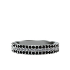 Swarovski ve siyah zirkon 14 ayar beyaz altın yüzük