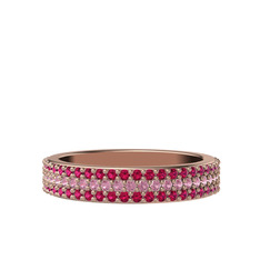 Brees Tamtur Yüzük - Pembe kuvars ve rodolit garnet 8 ayar rose altın yüzük #38xg7v