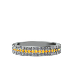 Sitrin ve swarovski 14 ayar beyaz altın yüzük
