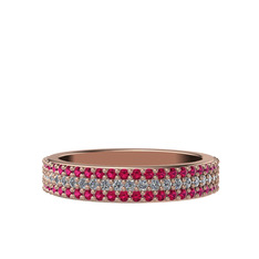 Swarovski ve rodolit garnet 18 ayar rose altın yüzük