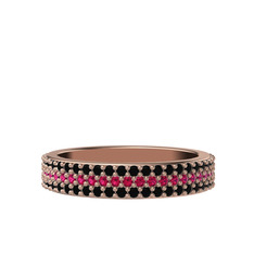 Rodolit garnet ve siyah zirkon 18 ayar rose altın yüzük
