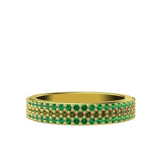 Brees Tamtur Yüzük - Peridot ve yeşil kuvars 8 ayar altın yüzük #d3i360
