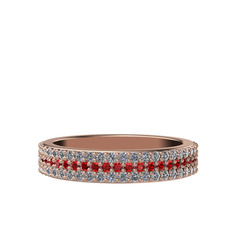 Garnet ve pırlanta 8 ayar rose altın yüzük (1.012 karat)