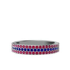 Lab safir ve rodolit garnet 18 ayar beyaz altın yüzük