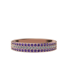 Brees Tamtur Yüzük - Swarovski ve ametist 14 ayar rose altın yüzük #l3md86