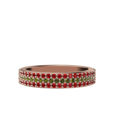 Peridot ve garnet 925 ayar rose altın kaplama gümüş yüzük