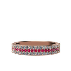Rodolit garnet ve pırlanta 8 ayar rose altın yüzük (1.012 karat)