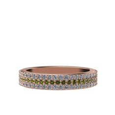 Peridot ve swarovski 18 ayar rose altın yüzük