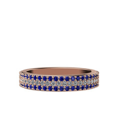 Brees Tamtur Yüzük - Swarovski ve lab safir 8 ayar rose altın yüzük #t7901j