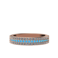 Brees Tamtur Yüzük - Akuamarin ve swarovski 925 ayar rose altın kaplama gümüş yüzük #vbu3a7