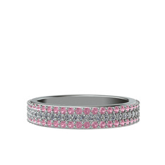 Brees Tamtur Yüzük - Swarovski ve pembe kuvars 8 ayar beyaz altın yüzük #zzozx3