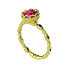 Kamina Yüzük - Rodolit garnet ve lab safir 8 ayar altın yüzük #11qo4t3