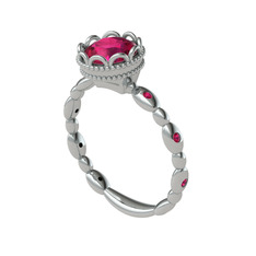 Kamina Yüzük - Rodolit garnet 8 ayar beyaz altın yüzük #13tu21g