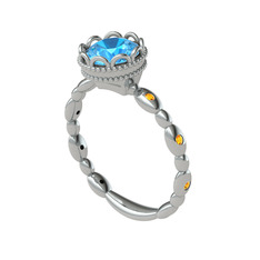 Kamina Yüzük - Akuamarin ve sitrin 14 ayar beyaz altın yüzük #13wjlo5