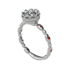 Kamina Yüzük - Swarovski ve garnet 14 ayar beyaz altın yüzük #14fn86f