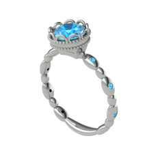 Kamina Yüzük - Akuamarin 18 ayar beyaz altın yüzük #16dbyss