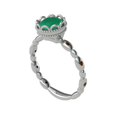 Kamina Yüzük - Kök zümrüt ve dumanlı kuvars 8 ayar beyaz altın yüzük #173570y