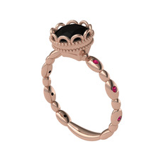 Siyah zirkon ve rodolit garnet 8 ayar rose altın yüzük