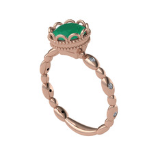 Kamina Yüzük - Kök zümrüt ve swarovski 925 ayar rose altın kaplama gümüş yüzük #19xg33c