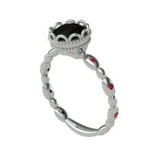 Siyah zirkon ve garnet 925 ayar gümüş yüzük