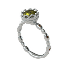 Kamina Yüzük - Peridot ve dumanlı kuvars 14 ayar beyaz altın yüzük #1af1ouc