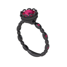 Rodolit garnet 925 ayar siyah rodyum kaplama gümüş yüzük